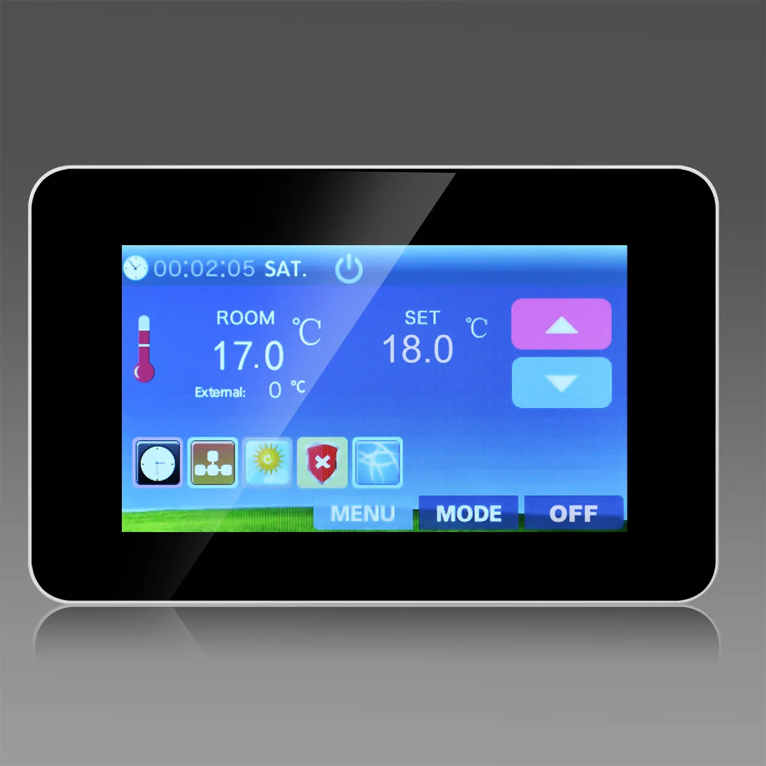 black FRAME programmable digital floor heating thermostat ME80