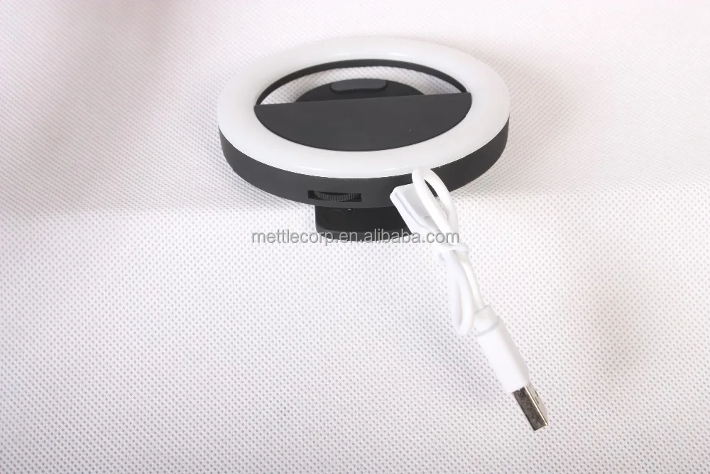 lithium battery bi-color operated LED selfie ring light with USB