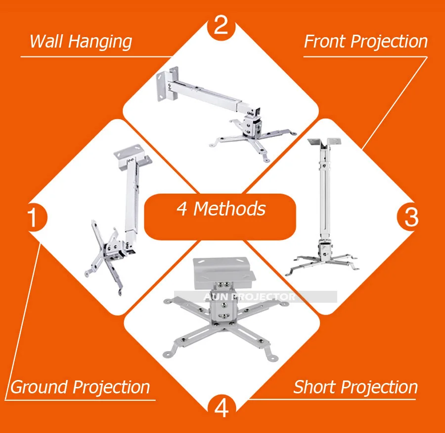 Регулируемый потолочный кронштейн AUN для проектора, нагрузка 5 кг, кронштейн для проектора на крышу