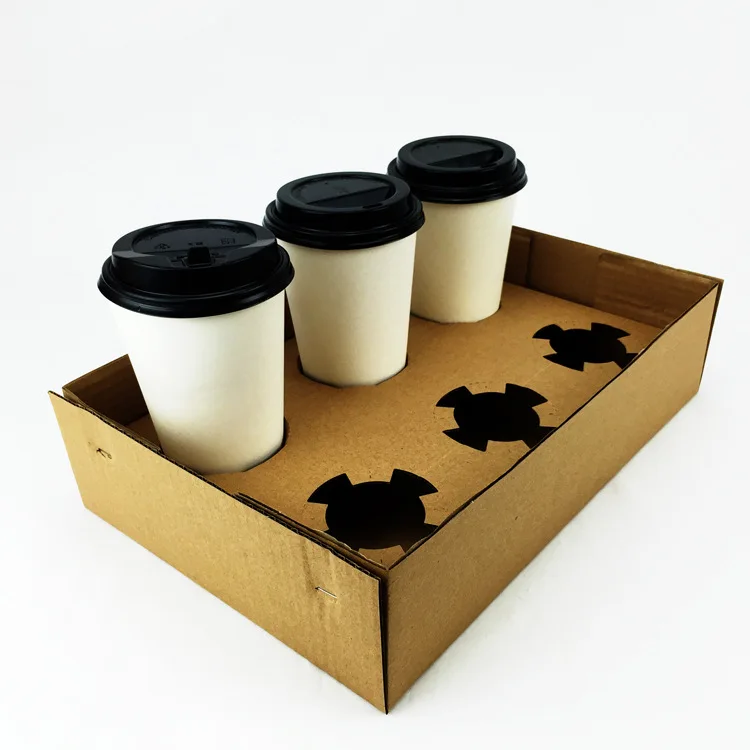 Disposable Corrugated Paper Coffee Cup Paper Tray for Drink
