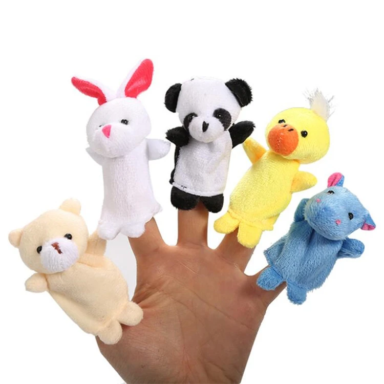 
High Quality Plush Soft Animal Dolls Props Toys Finger Set Cloth Velvet Puppets 