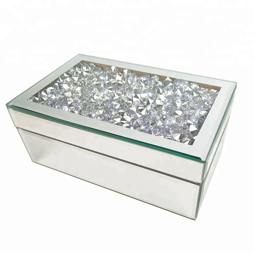 Factory wholesale glass mirror rhinestone Jewellery Boxes