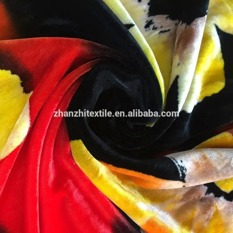 
hot silk velvet wholesale digital printing silk fabric for dress clothes 