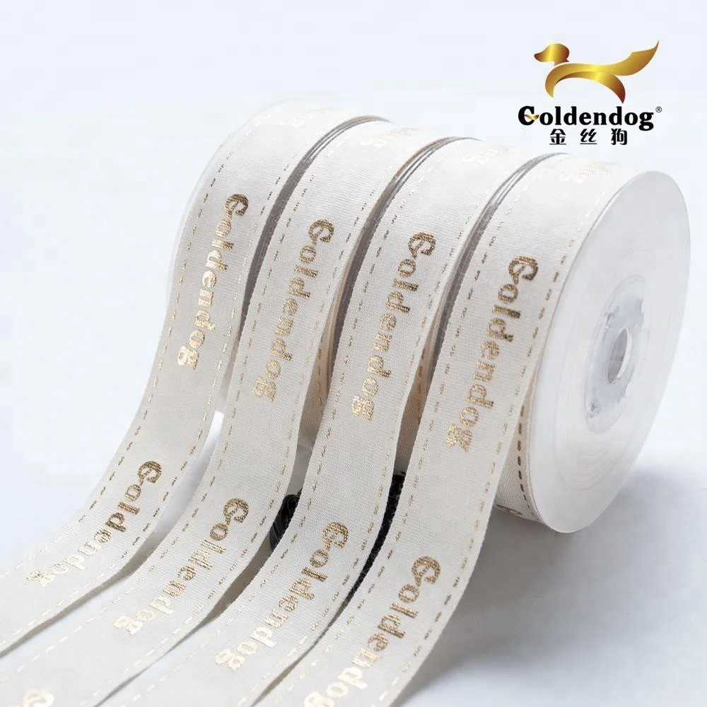 eco-friendy natural white fabric cotton ribbon printing