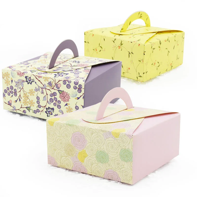 Promotional Fashion Lovely Small Size Cake Box with Handle Can Add Your logo