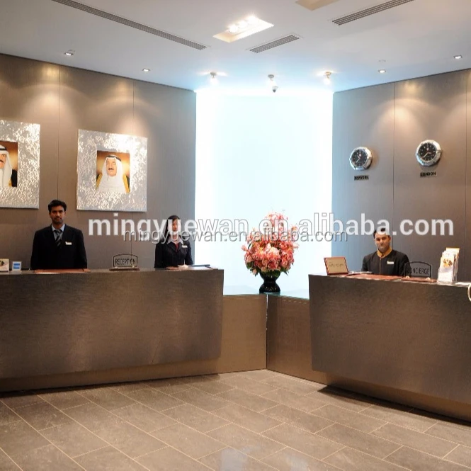 Hotel Reception Furniture Veneer Lacquer Reception Marble on Top