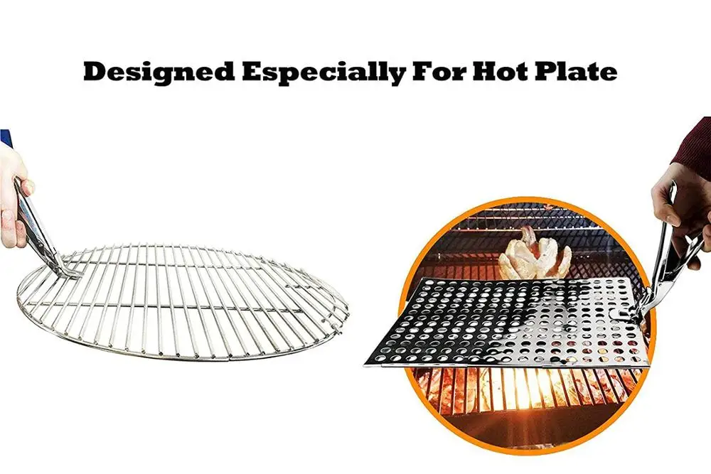 Grill Grate Lifter Gripper, Stainless steel Grill Accessories works for Charcoal Grill