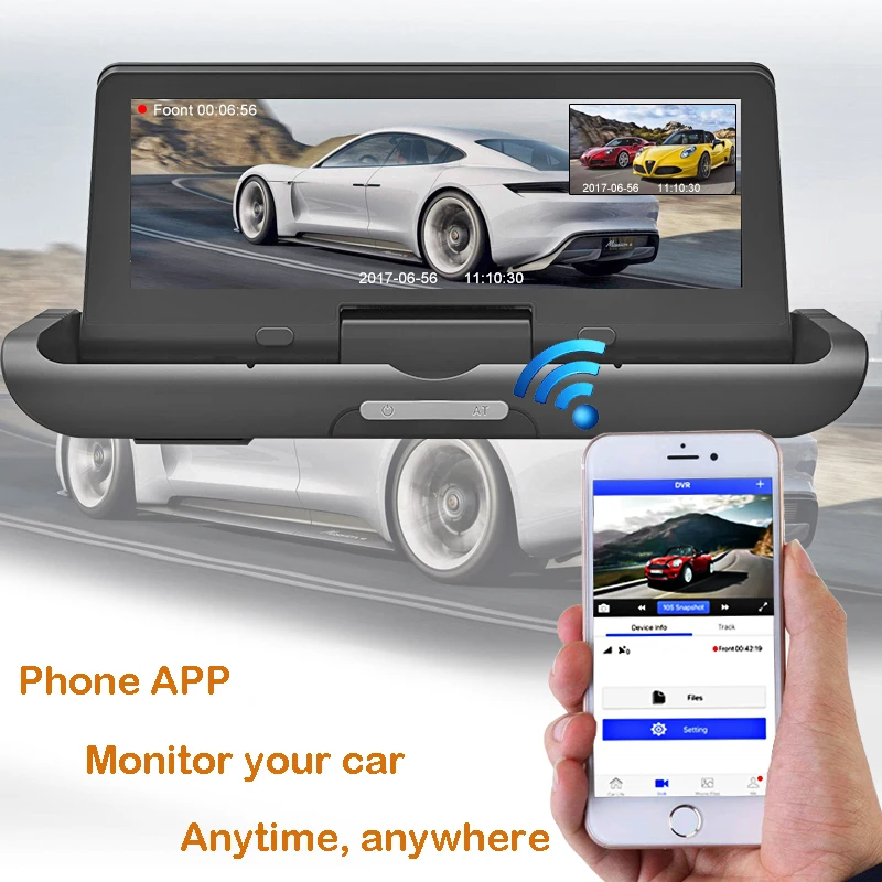 Electric folding Car DVR 8' 4G Android 1080P Full HD Car GPS Navigator DVR Camera ADAS Dual Lens Night Vision Video Recorder