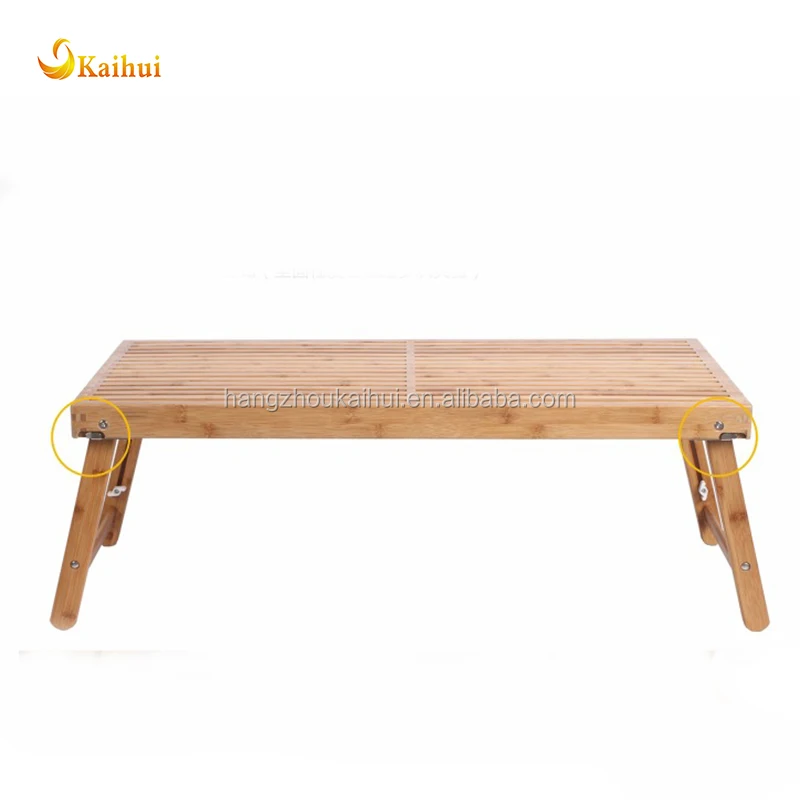 Bamboo camping table with 3 adjustable height