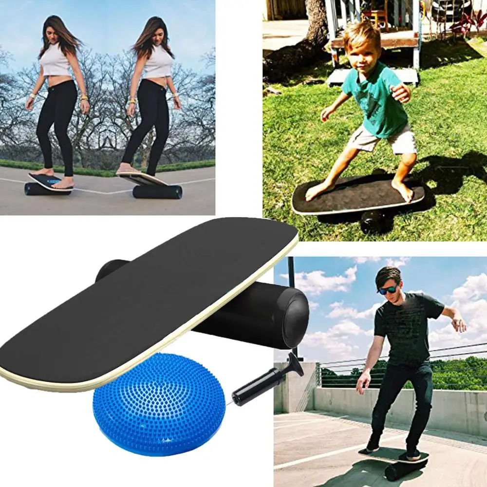 Wobble Rocker Board Balance Standing Roller Balance Pad with Cushion Disc
