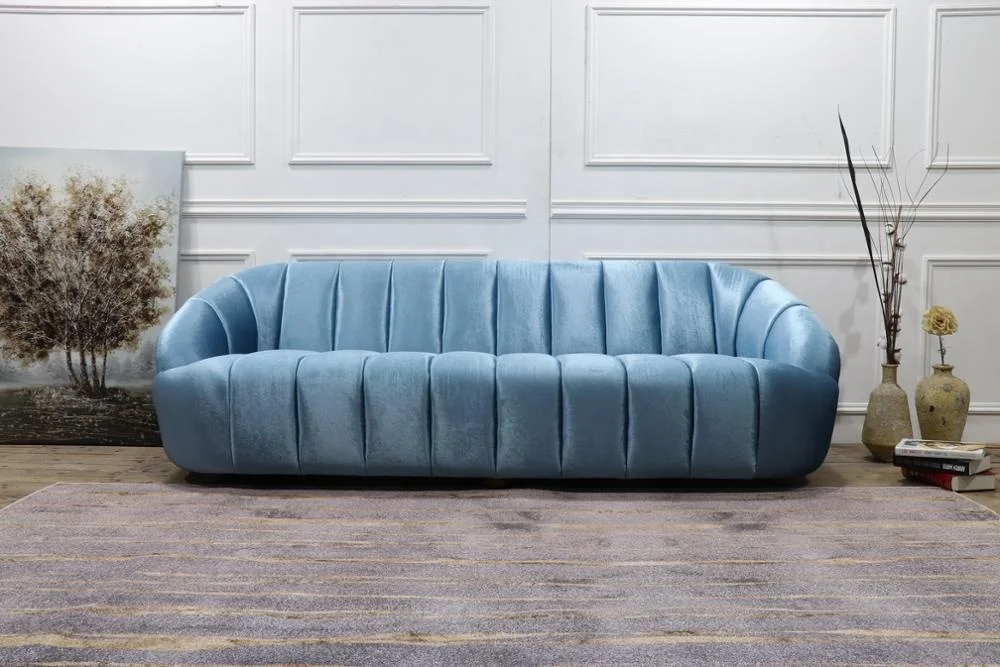 Modern living room three to four seater grand velvet fabric concise style sofa