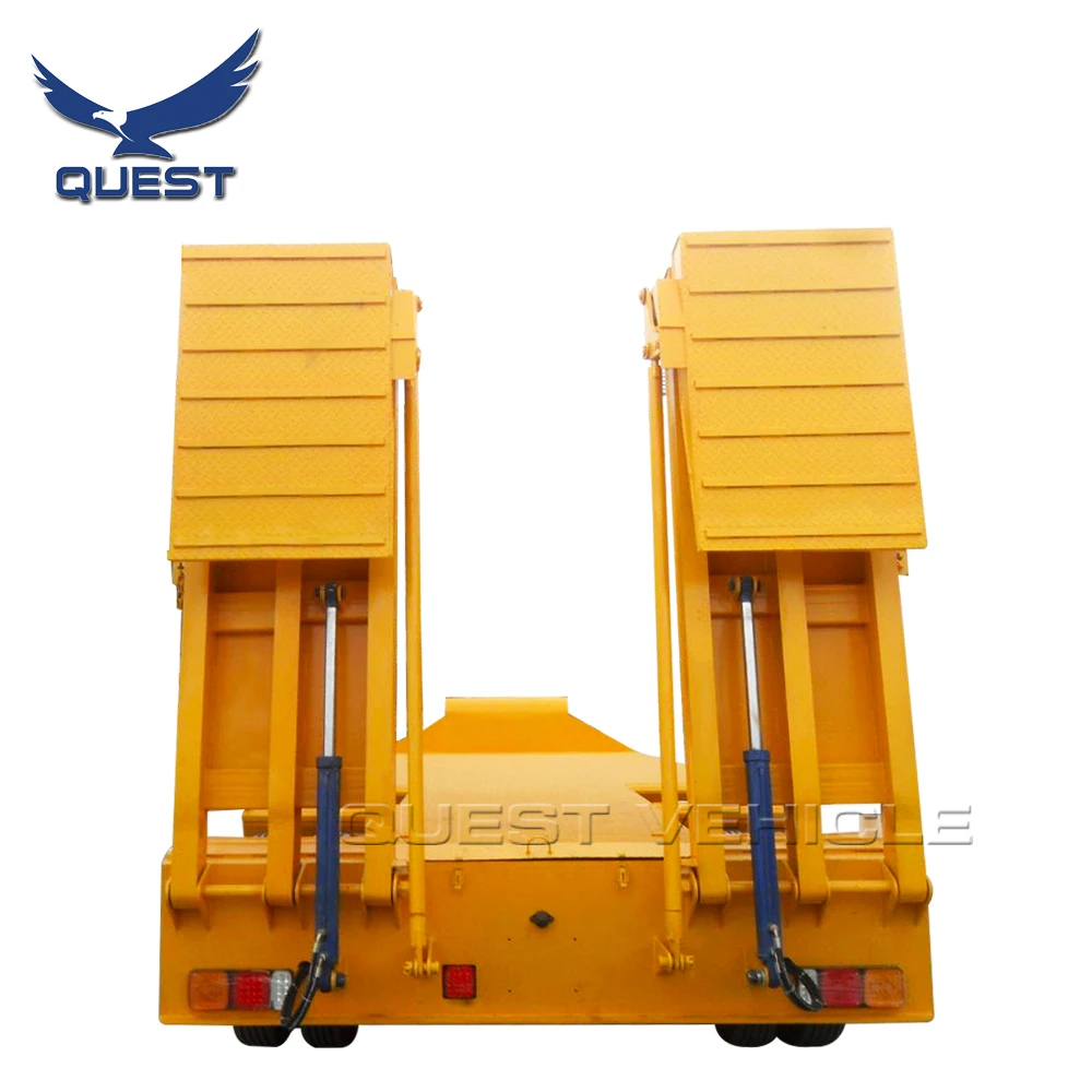 2 Axles 30 Tons Heavy Duty Machinery Transport low bed chasis low flatbed semi trailer