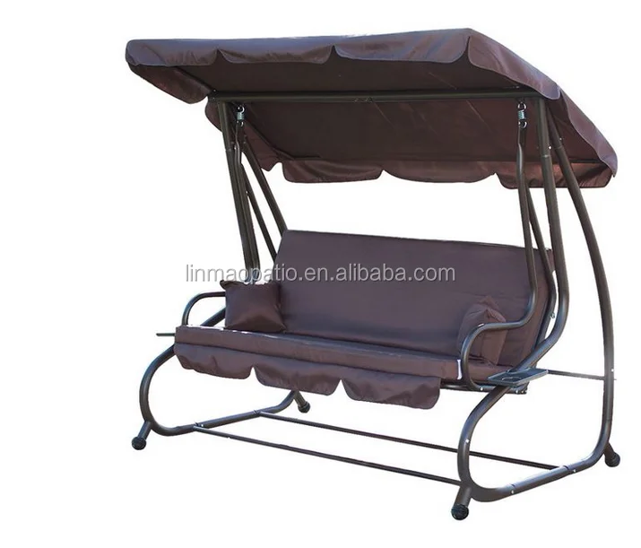 Качели гамак наклонный навес со стальной рамой коричневый
