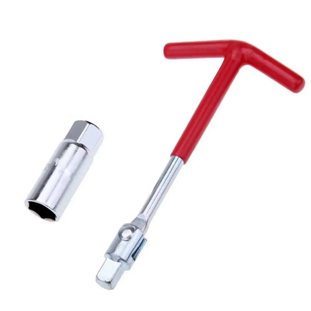 16mm Auto Car T-Handle Joint Spark Plug Socket Wrench 16mm Remover Installer Tool Red+Silver