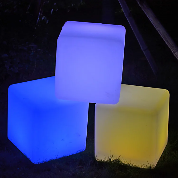 LED Light Cube Stool Custom Outdoor Waterproof Bar Furniture Bar Chair Commercial Furniture RGB High Quality Pe,plastic Modern