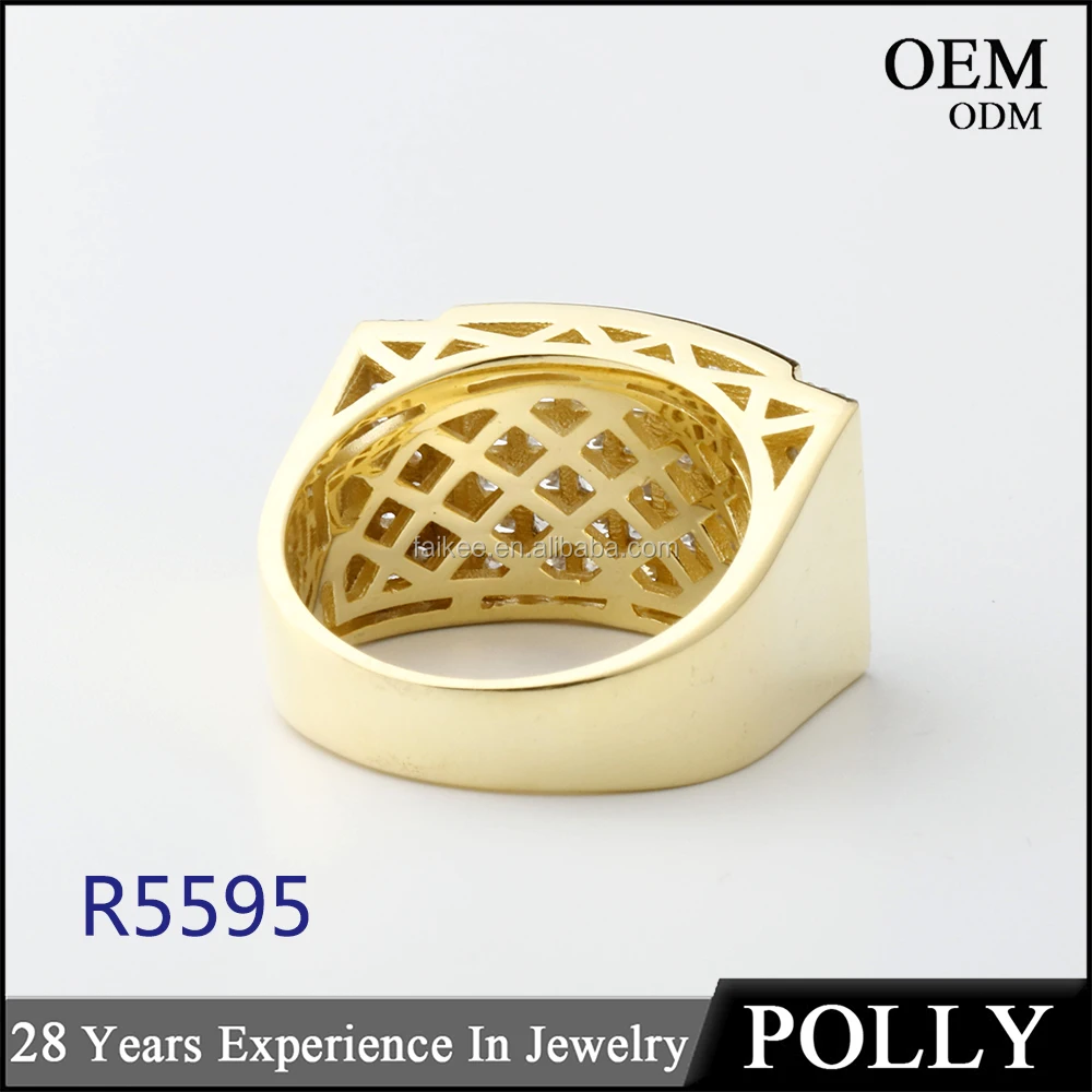 
Hot Selling hip hop 14k gold jewellery men ring silver 925 