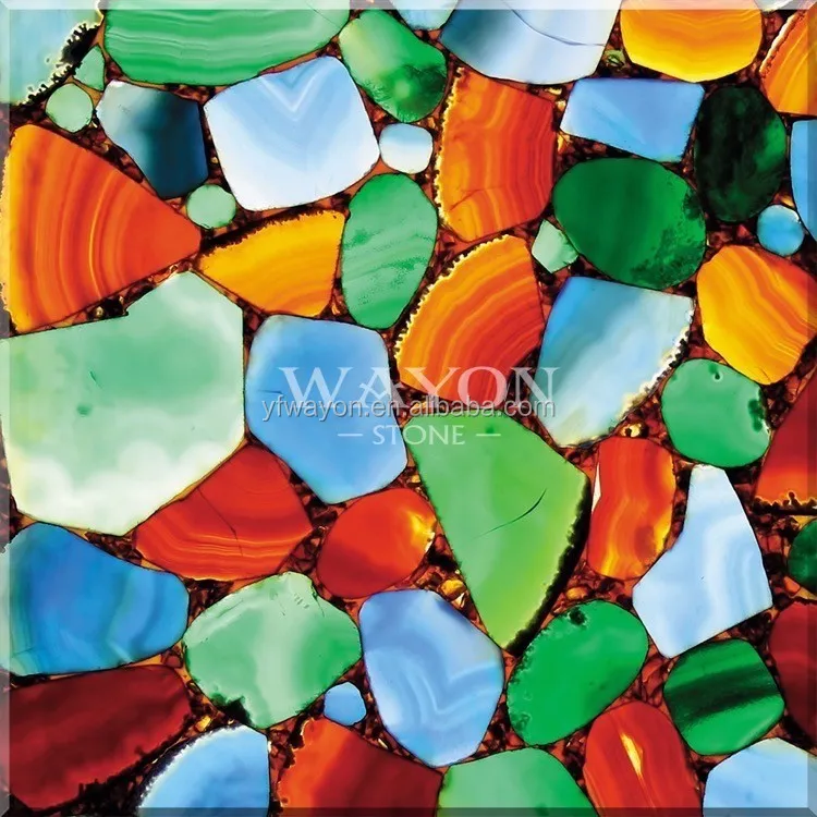 Semiprecious Apartment Dining Table Countertop Yellow Onyx Agate Stone Plates