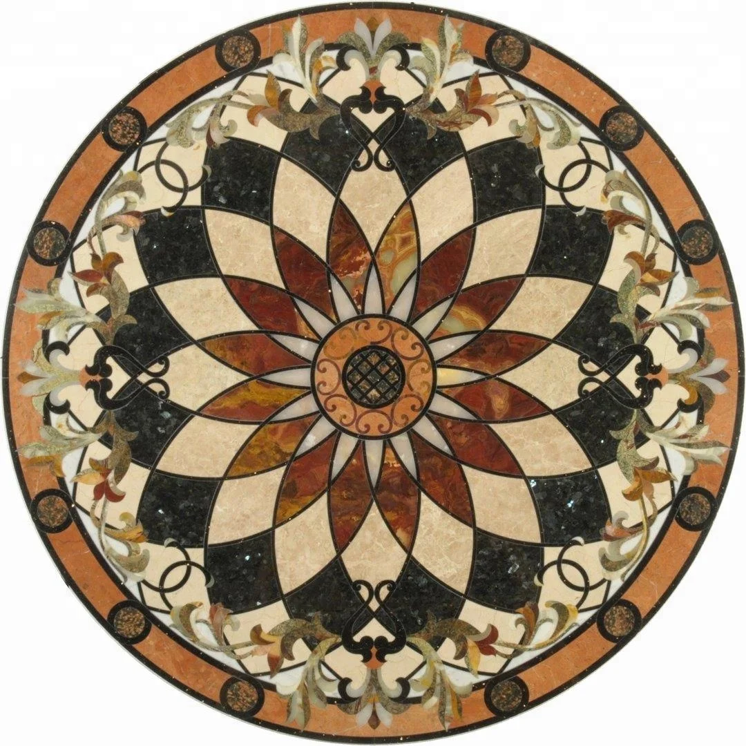 Decorstone24 Factory Directly Waterjet Round Marble Floor Medallions Patterns
