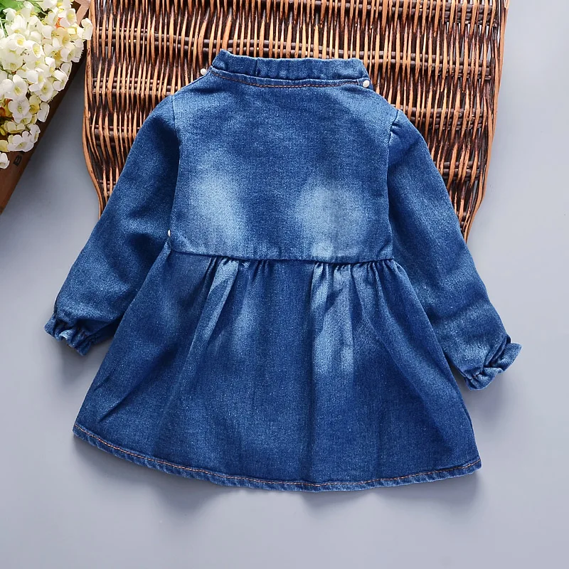 baby girls dress 2018 new fashion spring autumn jeans dress for kids girls long sleeve dress clothing