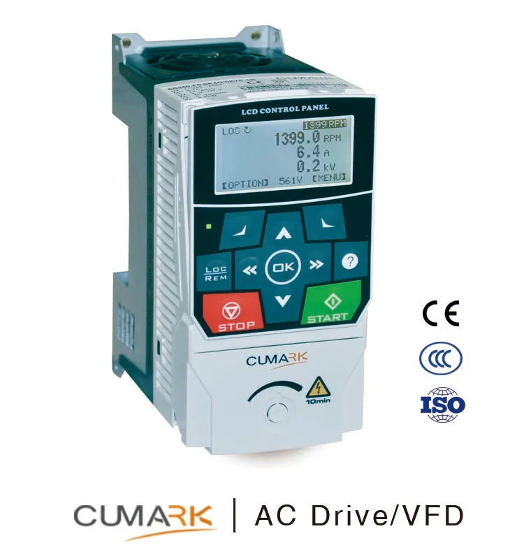 
CUMARK ES350 compact sensor less vector open loop heavy duty three phases 380V AC Drive with optional LCD removable keypad 
