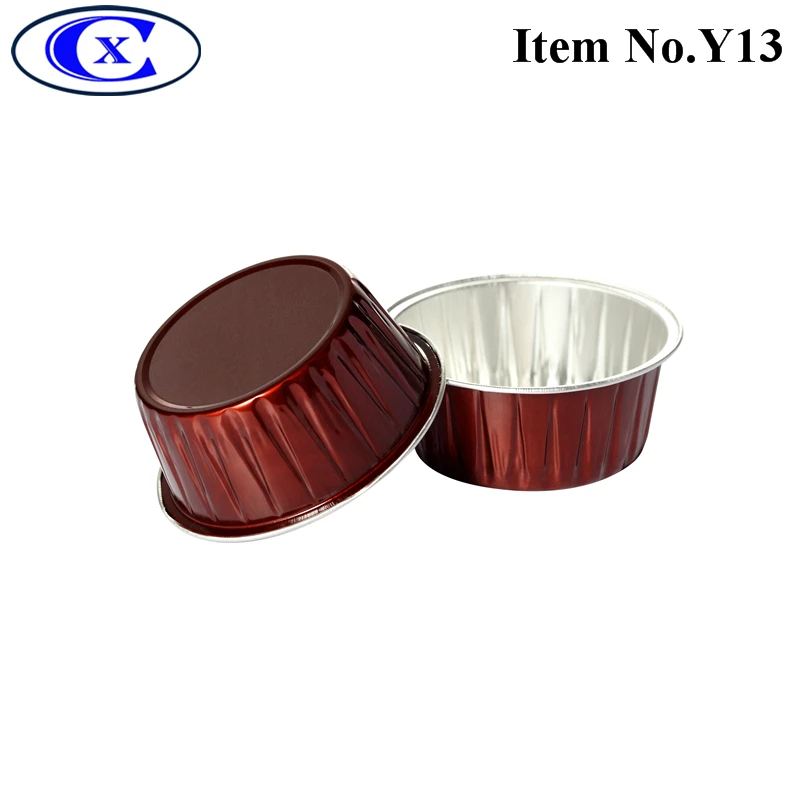 Disposable custom colorful christmas party muffin cups yogurt dessert cupcake cases round 125ml aluminum foil cup cake with lid
