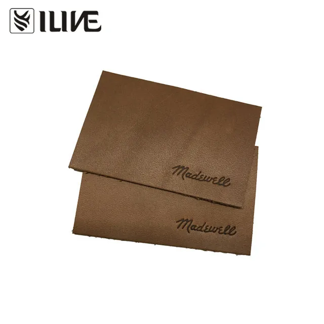 Custom hot stamping brand logo decorate original leather patch for garment