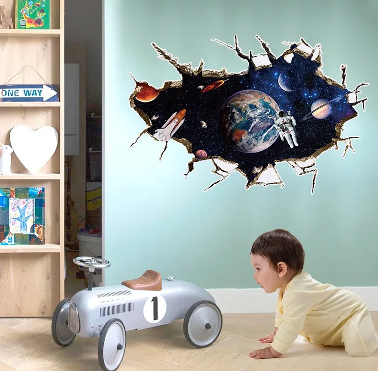 
The Fine Quality 3D Home Decorative Bathroom Waterproof Floor Ground Sticker , Wall Paper With Galaxy Star 