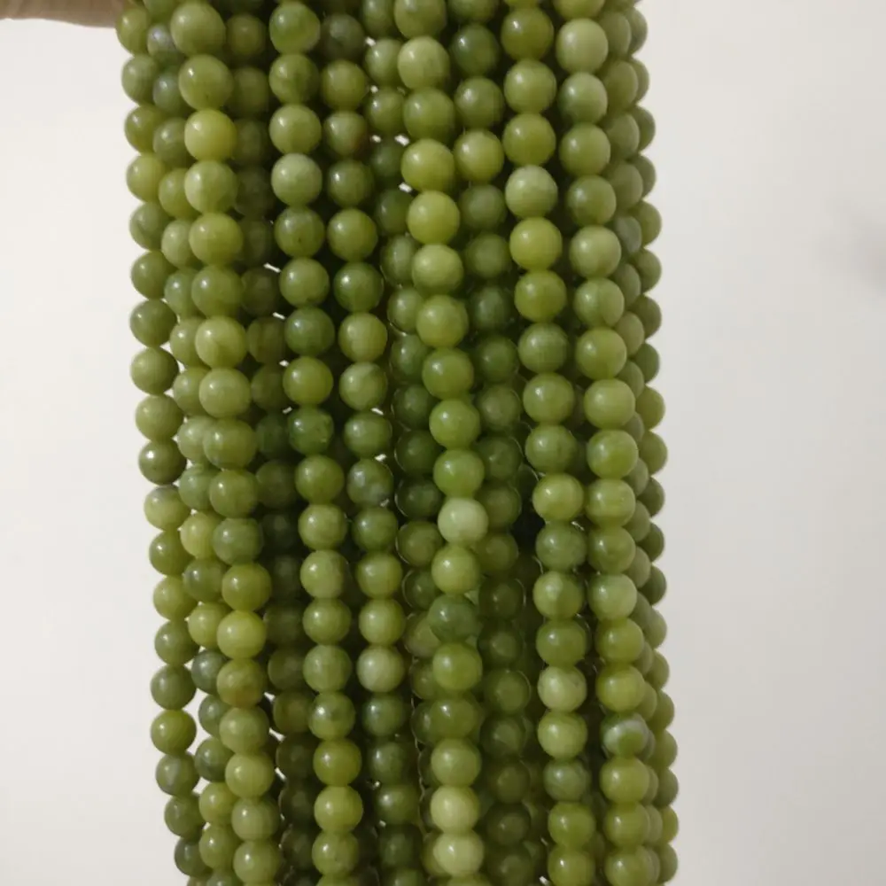 Natural Loose Stone Size 8mm Green Southern Jade Beads Stones Gemstone Strand For Jewelry Making