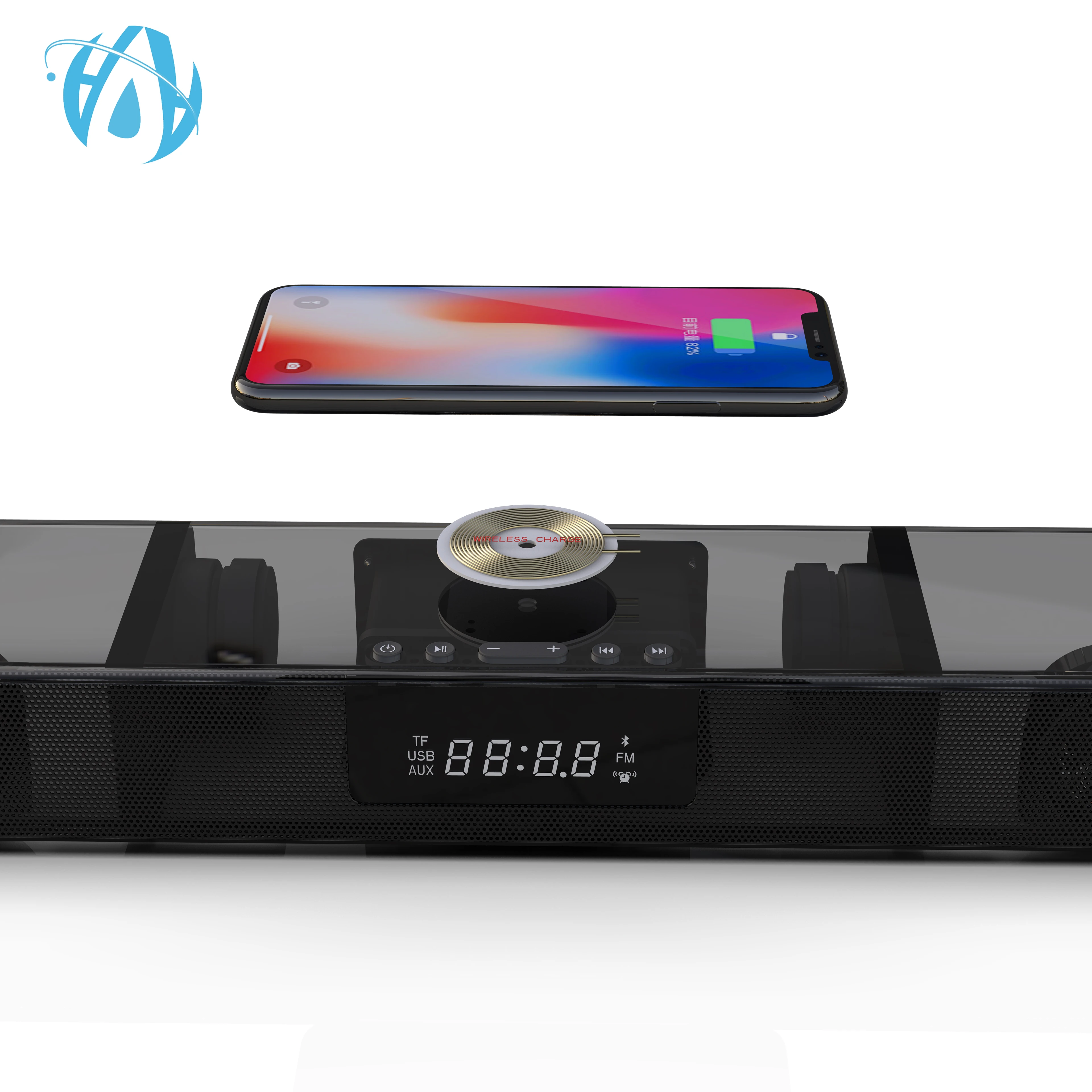 Home Theater Bass 2.0 Channel Wireless Charger 20W 4 Speakers Surroud Stereo Bluetooth Soundbar for TV