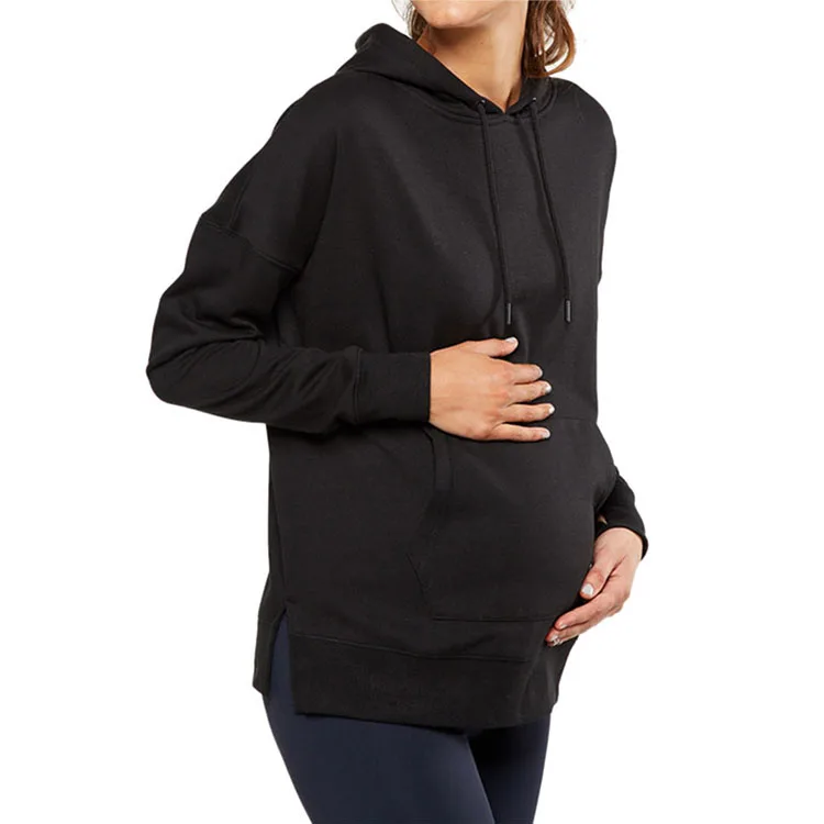 New Arrival Black Long Sleeve Fashion Wholesale Plain Blank Maternity Hoodies