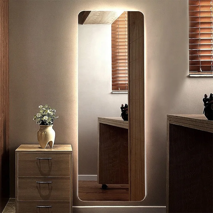 Wholesale Hair Salon Barber Shop Touch Screen Full Length Wall Mirror With LED Lights mirror decor wall