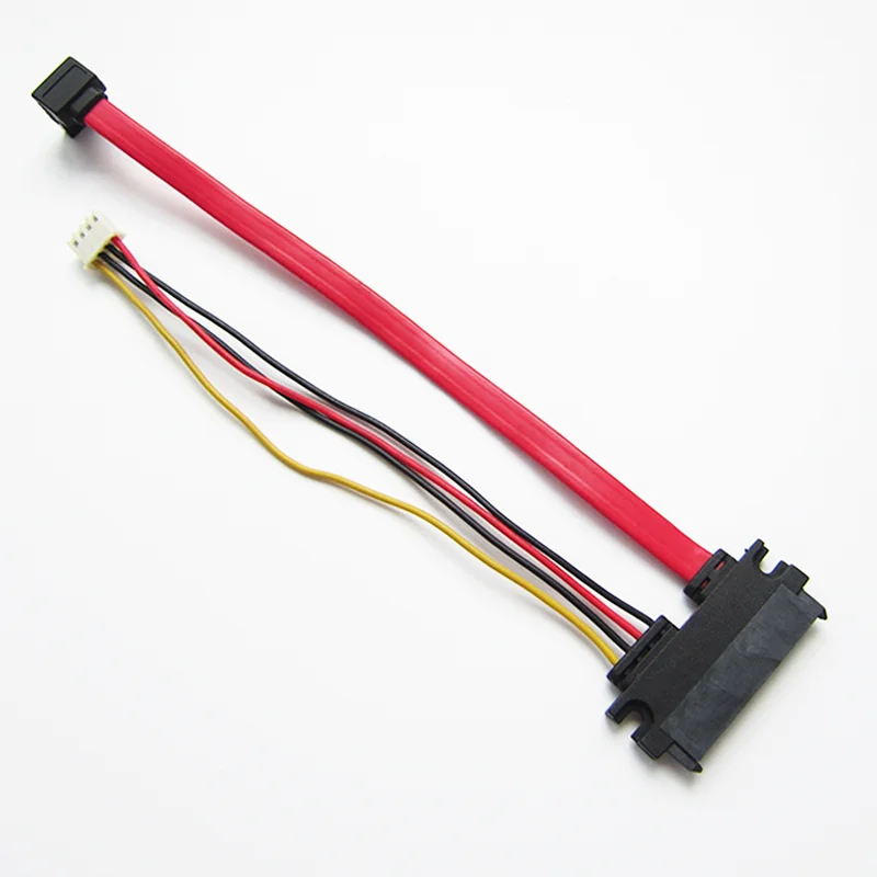 Factory 7+15pin Sata 22pin Female to 90 Degree Sata 7pin Cable Red Customized Pvc