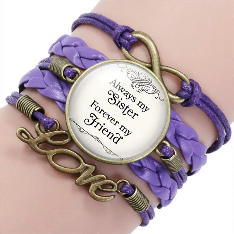 Always My Sister Forever My Friend Friendship infinity love  Multilayer Woven Bracelet for Women Fashion Sister Jewelry
