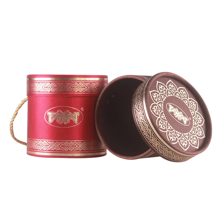 High food grade recyclable packaging empty paper tubes eco friendly with rope chocolate nuts kraft paper container cans