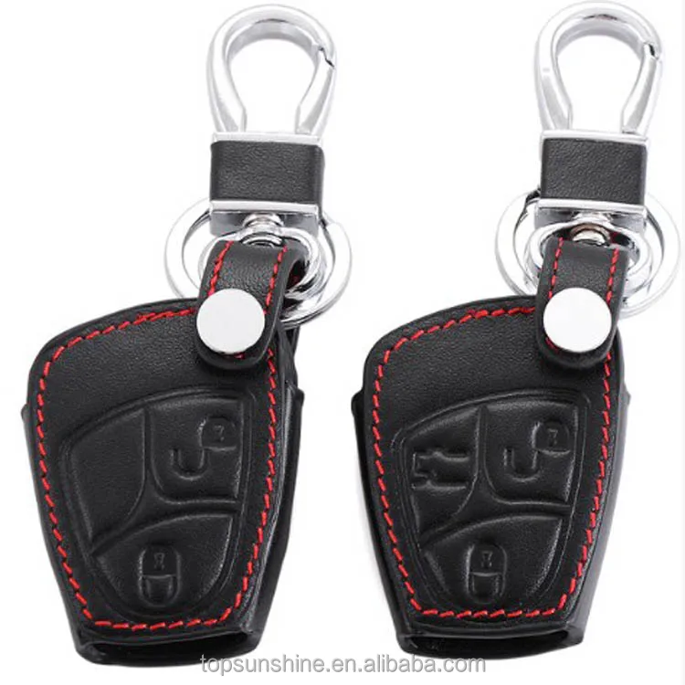 key protective holder keychain accessories remote PU leather key bag case cover for Mercedes Benz