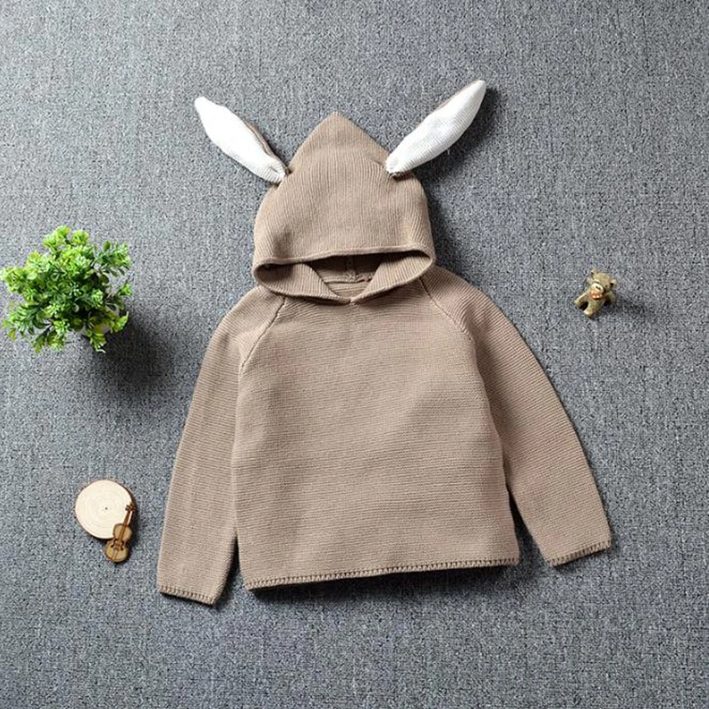 Baby Hoodies Cute Rabbit Ears Toddler Knitting Sweater
