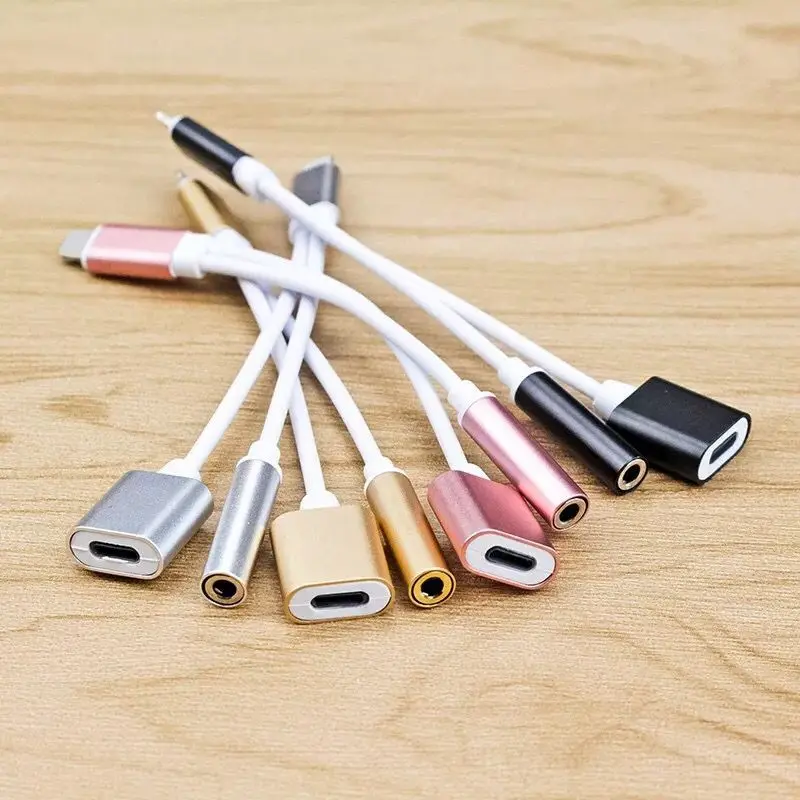 2 IN 1 male connector to 3.5MM headphone cable for IPHONE 7