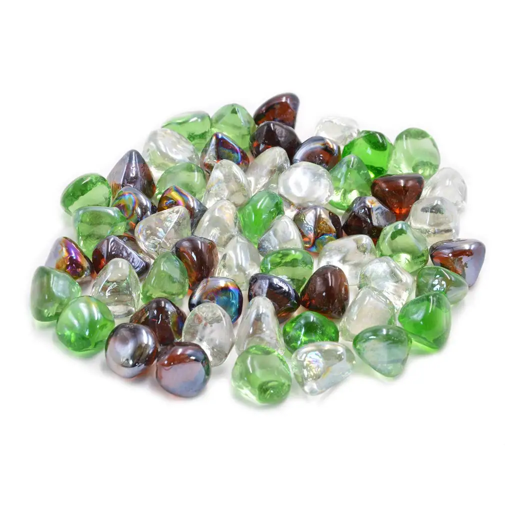 10 Pound Mix Color Fire Glass Diamonds for Fire Pit Fireplace Landscaping