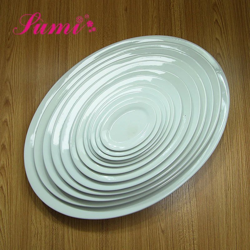 Wholesale top quality dinner food fish dish plate restaurant ceramic oval charger plate