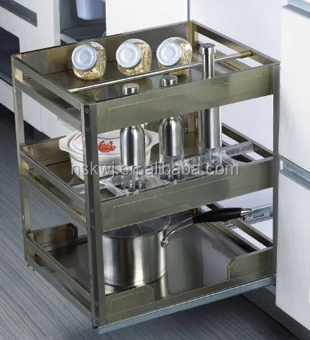 Bottle Pullout Kitchen Stainless Steel Pull Out Basket with Soft Closing for 200 mm Cabinet