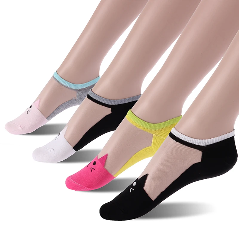 Women Solmate Low Cut Transparent Crystal  Lace Boot Socks Seller