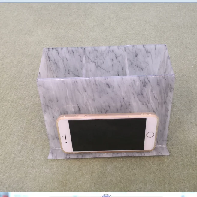 
Marble acrylic brush holder and cell phone display 