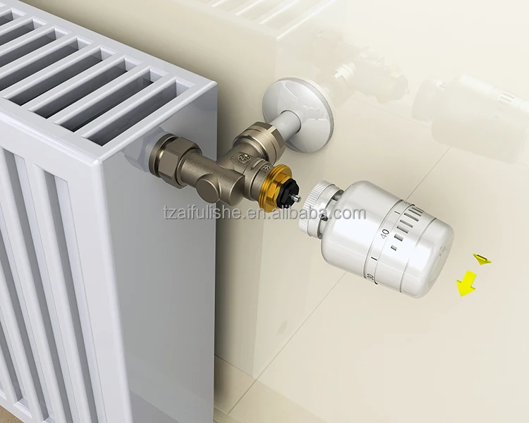Automatic thermostatic radiator valve for floor heating system Nickel plated side connction
