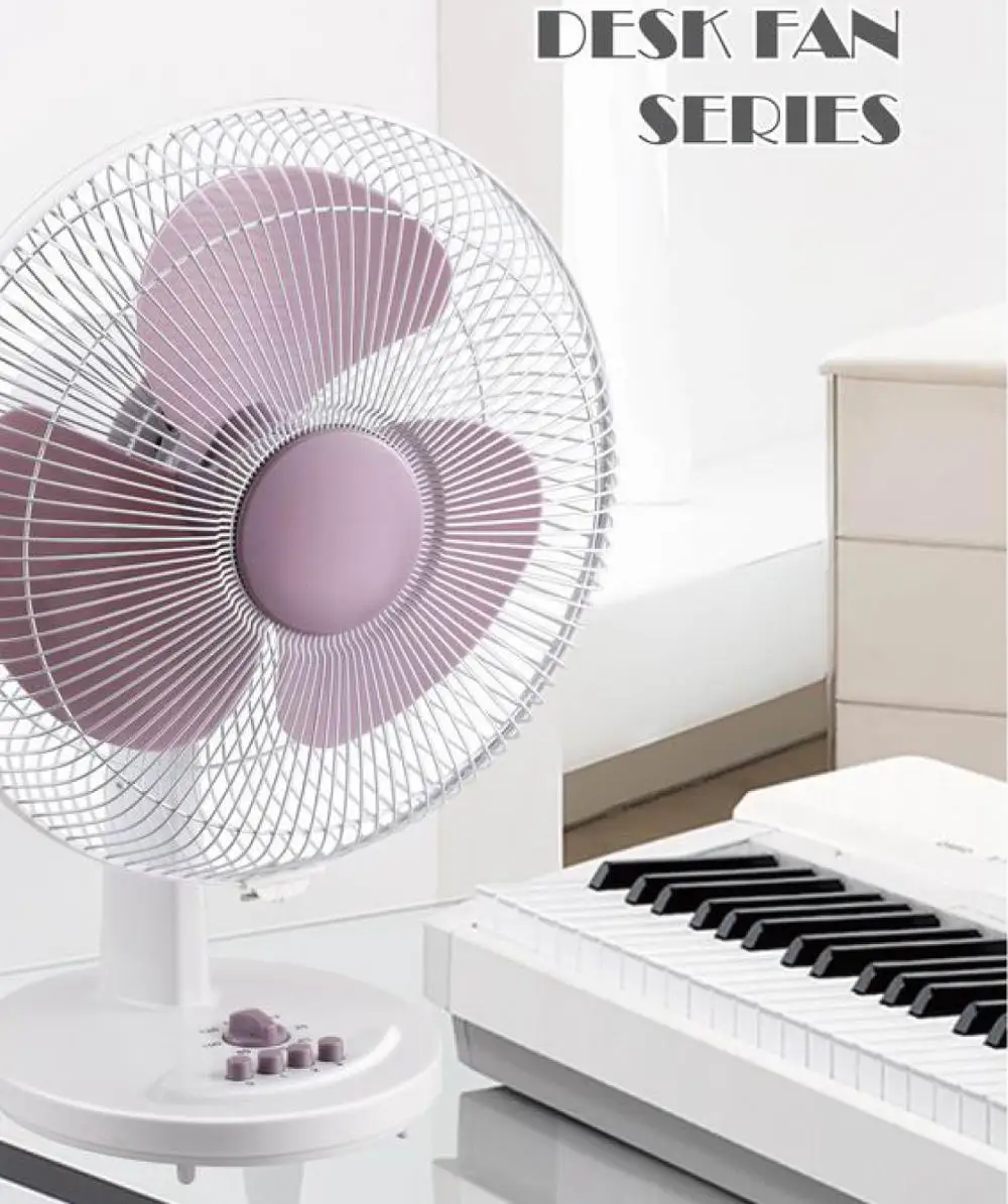 Electric Oscillating Table Desk Fan 12 Inch 3 Speed Plastic OEM Copper Household Air Cooling Fan
