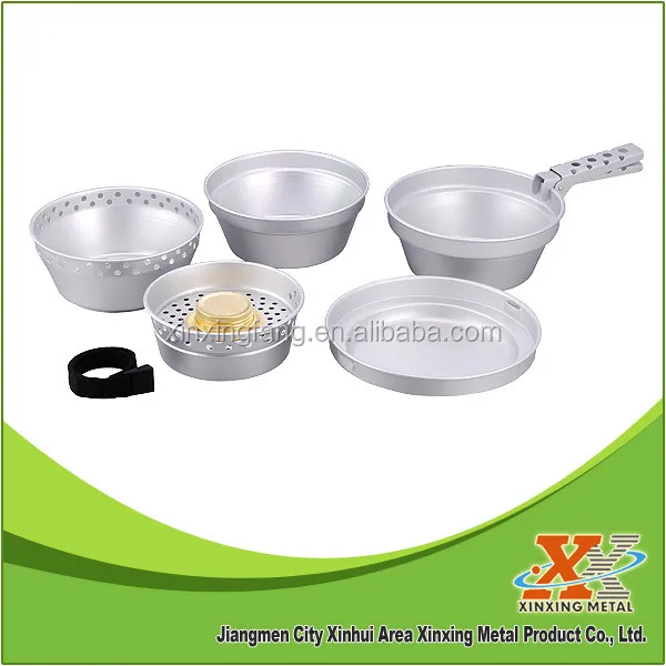 8 Pcs Aluminum Camping Cook Set With Alcohol Stove Classic Style Camp Cookware