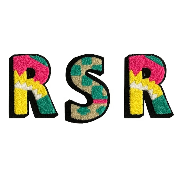 custom chenille letter R patch handmade embroidery retail