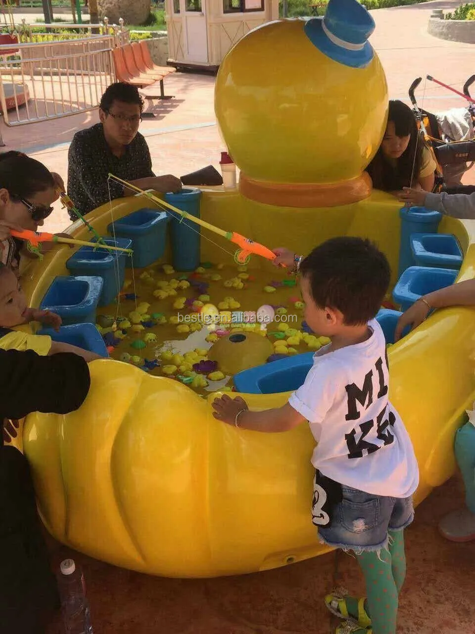 China Factory Fiberglass duck fishing pond games with fish rods