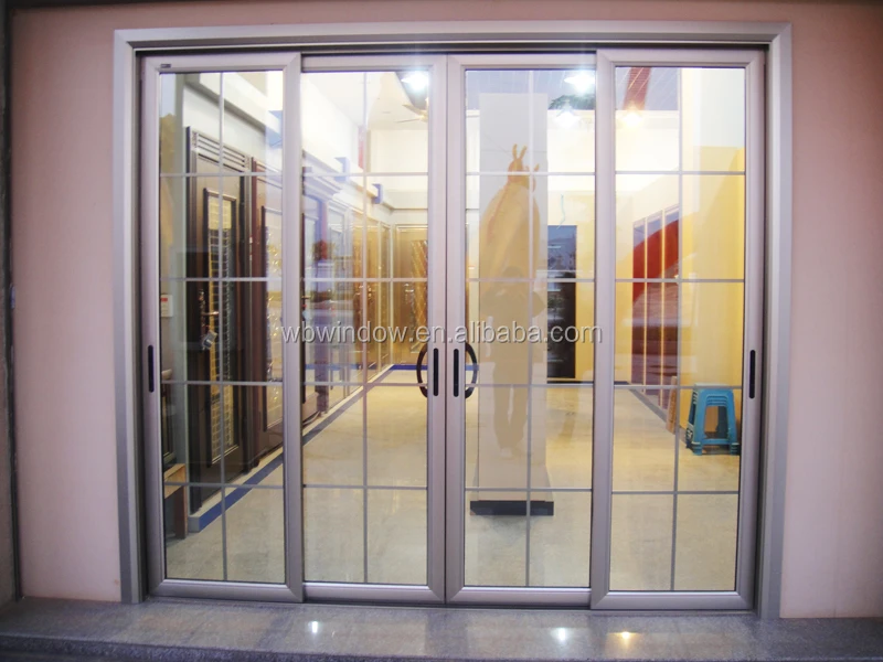 PVC double glass grills type design,balcony sliding door and window