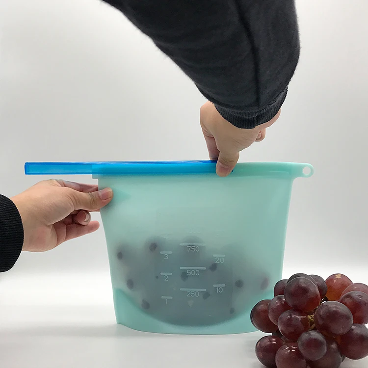 Factory price silicone bag reusable silicone storage bag 500ml 1000ml 1500ml 3000ml 4000ml size silicone food bag for kitchen