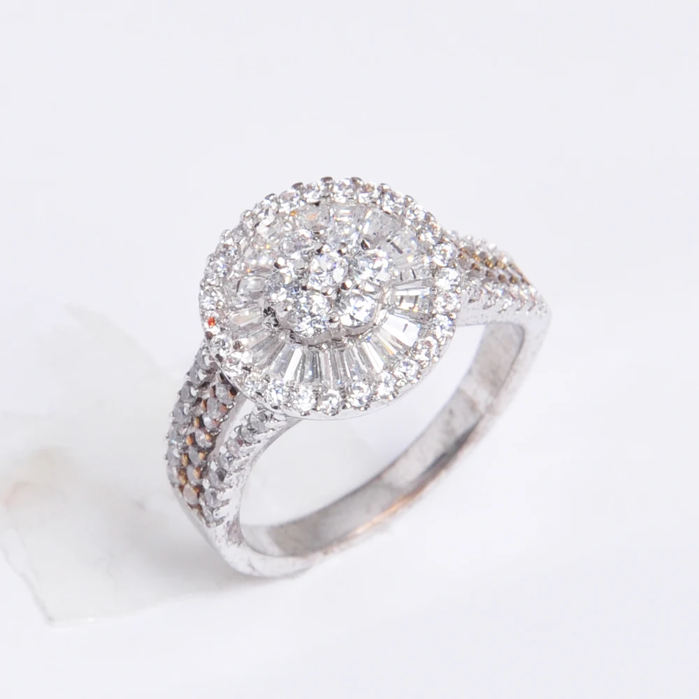 OB Jewelry-White gold brass jewelry ring 1 gram imitation diamond engagement ring